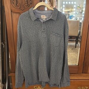 Faherty Men's Navy Striped Polo Shirt